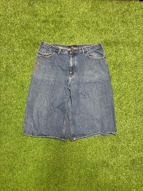 Vintage Y2K Sean John Mens 38 Baggy Denim Jorts Graphic Pocket Shorts